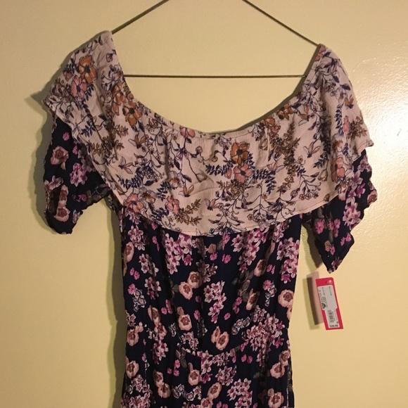 Xhilaration Mixed Print Cold Shoulder Jumpsuit M - Picture 2 of 3